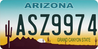 AZ license plate ASZ9974