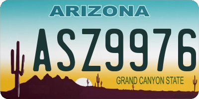 AZ license plate ASZ9976