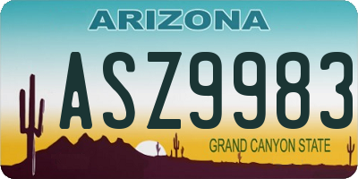 AZ license plate ASZ9983