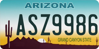 AZ license plate ASZ9986