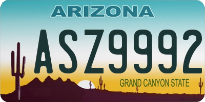 AZ license plate ASZ9992
