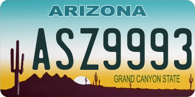 AZ license plate ASZ9993