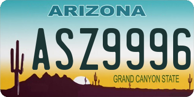 AZ license plate ASZ9996