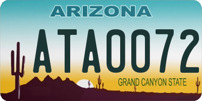 AZ license plate ATA0072