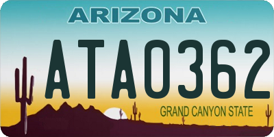 AZ license plate ATA0362