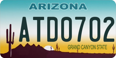 AZ license plate ATD0702