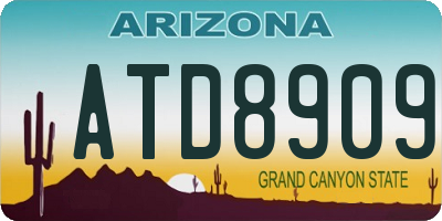 AZ license plate ATD8909