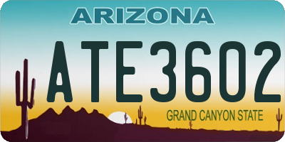 AZ license plate ATE3602