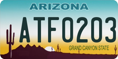 AZ license plate ATF0203