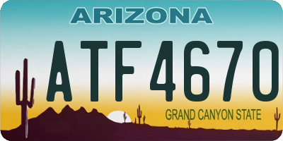 AZ license plate ATF4670
