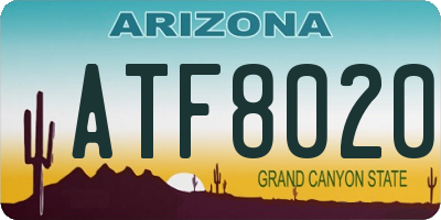 AZ license plate ATF8020