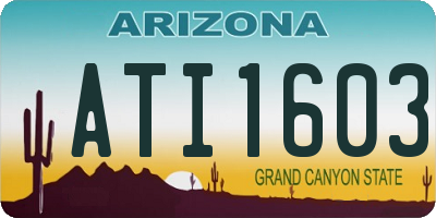 AZ license plate ATI1603