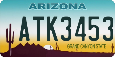 AZ license plate ATK3453
