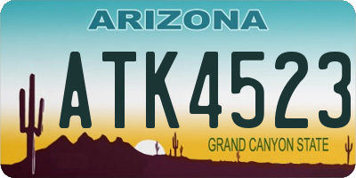 AZ license plate ATK4523