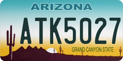 AZ license plate ATK5027