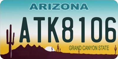 AZ license plate ATK8106