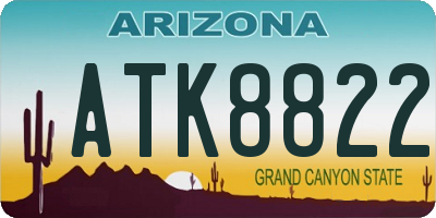 AZ license plate ATK8822