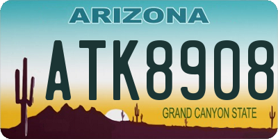 AZ license plate ATK8908