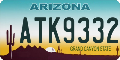 AZ license plate ATK9332