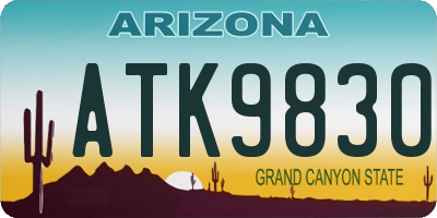 AZ license plate ATK9830