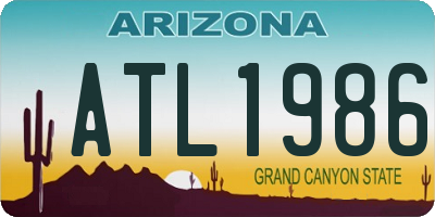 AZ license plate ATL1986