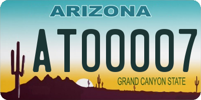 AZ license plate ATO0007