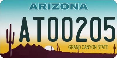 AZ license plate ATO0205