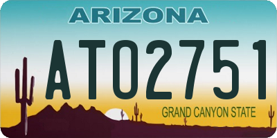 AZ license plate ATO2751