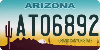 AZ license plate ATO6892