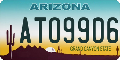AZ license plate ATO9906