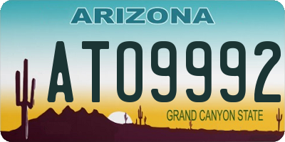 AZ license plate ATO9992
