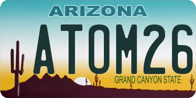 AZ license plate ATOM26