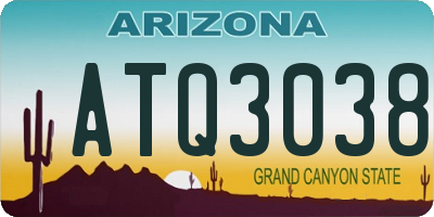 AZ license plate ATQ3038