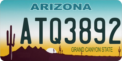 AZ license plate ATQ3892