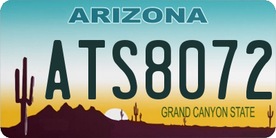 AZ license plate ATS8072