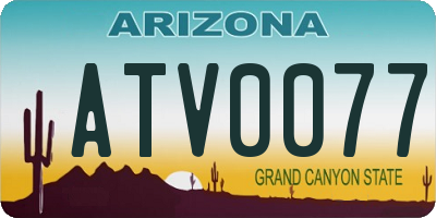 AZ license plate ATV0077