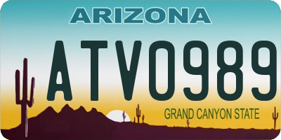 AZ license plate ATV0989