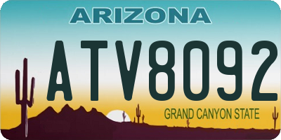 AZ license plate ATV8092