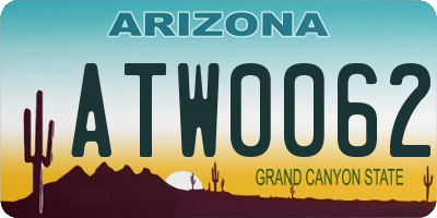 AZ license plate ATW0062