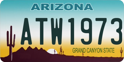 AZ license plate ATW1973