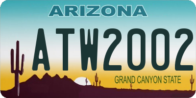 AZ license plate ATW2002