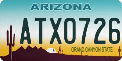 AZ license plate ATX0726