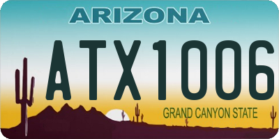 AZ license plate ATX1006