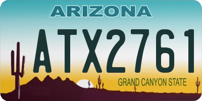 AZ license plate ATX2761