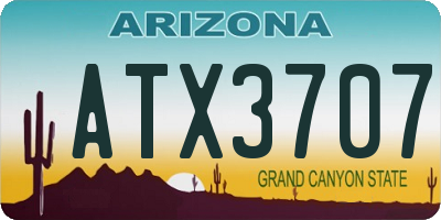 AZ license plate ATX3707
