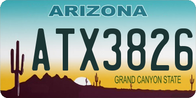 AZ license plate ATX3826