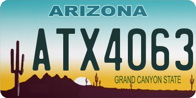 AZ license plate ATX4063