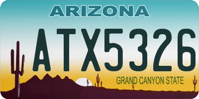 AZ license plate ATX5326