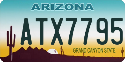 AZ license plate ATX7795