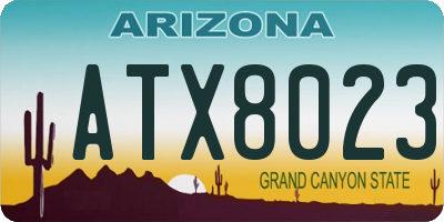 AZ license plate ATX8023